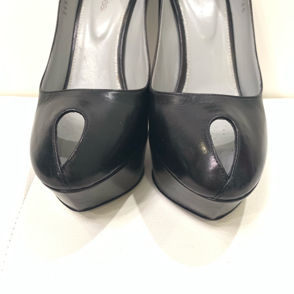 SERGIO ROSSI Leather Open Toe Pumps Sz 40 - Picture 5 of 8